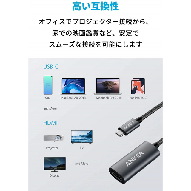 Anker(アンカー)の未使用:Anker PowerExpand USB-C & HDMI変換アダプタ スマホ/家電/カメラのPC/タブレット(PC周辺機器)の商品写真