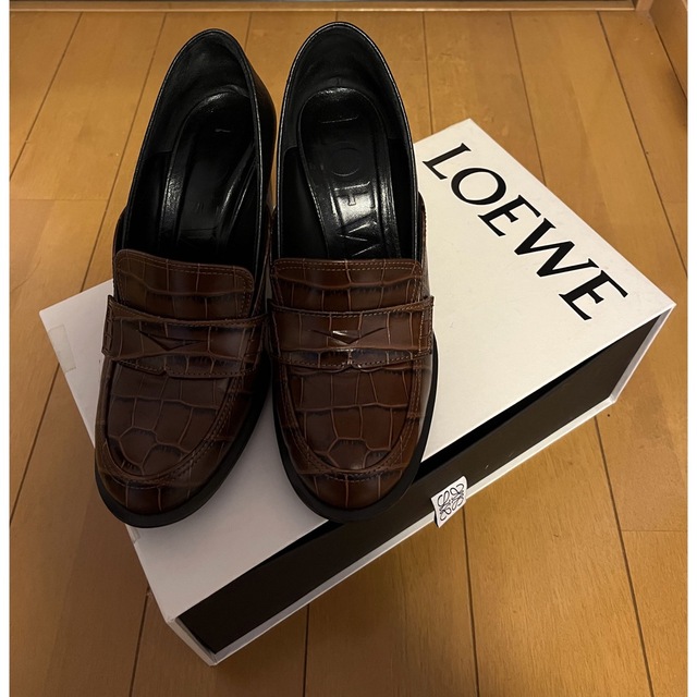 LOEWE ローファーパンプス 23.5cm クロコ レディース ハイヒール