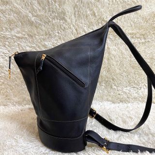 極美品 ロエベ アントン リュック アナグラム レザー ゴールド金具 ブラック