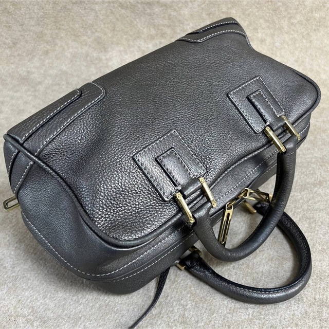 123AG LOEWE ロエベ レザー ハンドバッグ アマソナ28グレー-