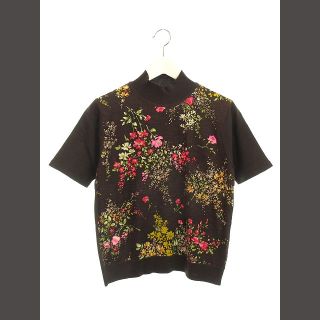 SALE レオナール ニット カットソー ウール×シルク 花柄 クルーネック