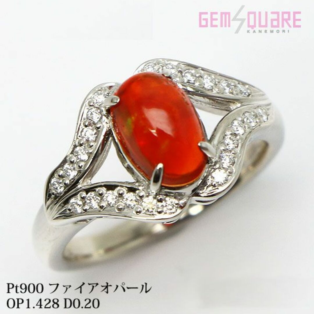 PT900 ファイアオパール ダイヤモンド リング 指輪 OP1.428 13.5号 仕上げ済 レディースのアクセサリー(リング(指輪))の商品写真