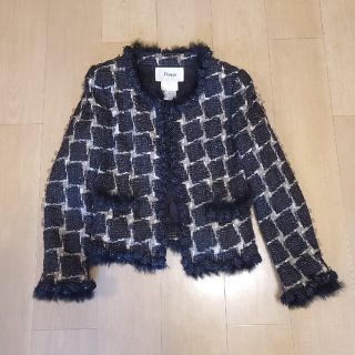 ルネ(René)の新品‼️未使用 Rene ルネ ジャケット 36 リボン ツイード TISSUE(ノーカラージャケット)