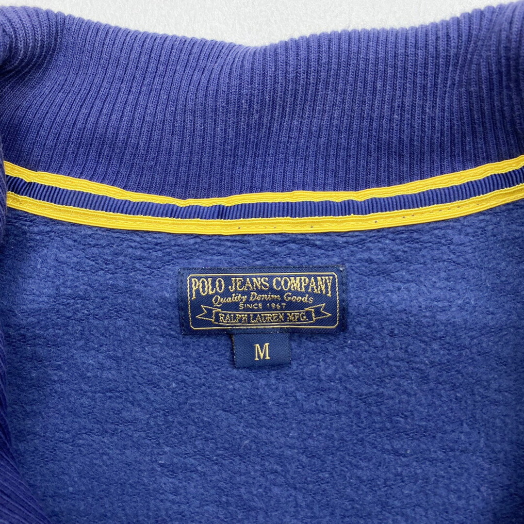 POLO（RALPH LAUREN）(ポロ)のレディース ポロジーンズ POLO JEANS COMPANY ショールカラー スウェット カーディガン ワッペン 刺繍 ライン サイズ：M ネイビー系古着 【中古】 レディースのトップス(カーディガン)の商品写真