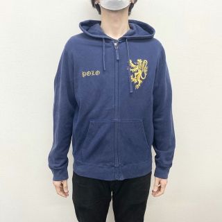 ラルフローレン(Ralph Lauren)のポロ ラルフローレン Polo by Ralph Lauren ジップアップ スウェットパーカー フーディ 裏起毛 刺繍 ナンバリングワッペン サイズ：M ネイビー古着 【中古】(パーカー)