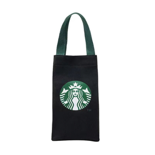 スターバックス(Starbucks)のスタバ海外限定 日本未販売ドリンク小物入れ　スナップ式　黒色(トートバッグ)