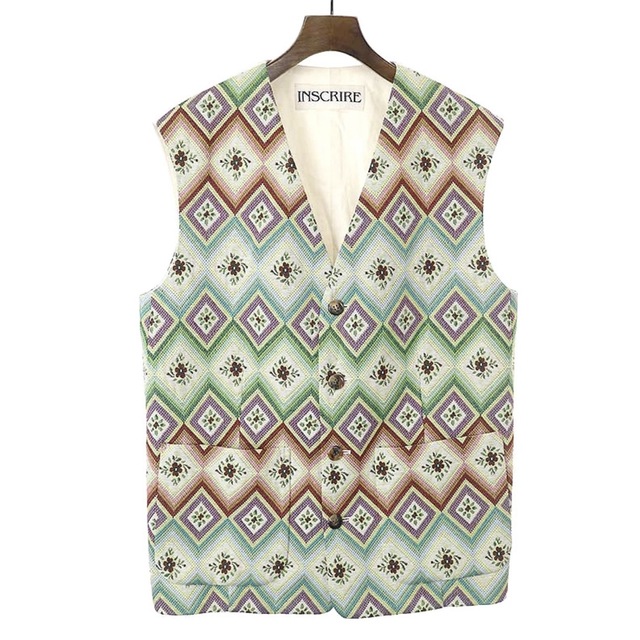 INSCRIRE アンスクリア flower jacquard gilet 【 開梱 設置?無料