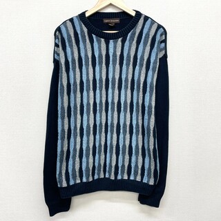 中古】 LIBERTY SWEATERS 総柄 3Dニット セーター ストライプ 長袖