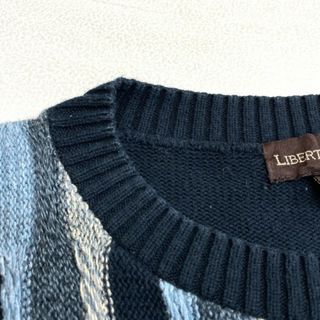 中古】 LIBERTY SWEATERS 総柄 3Dニット セーター ストライプ 長袖