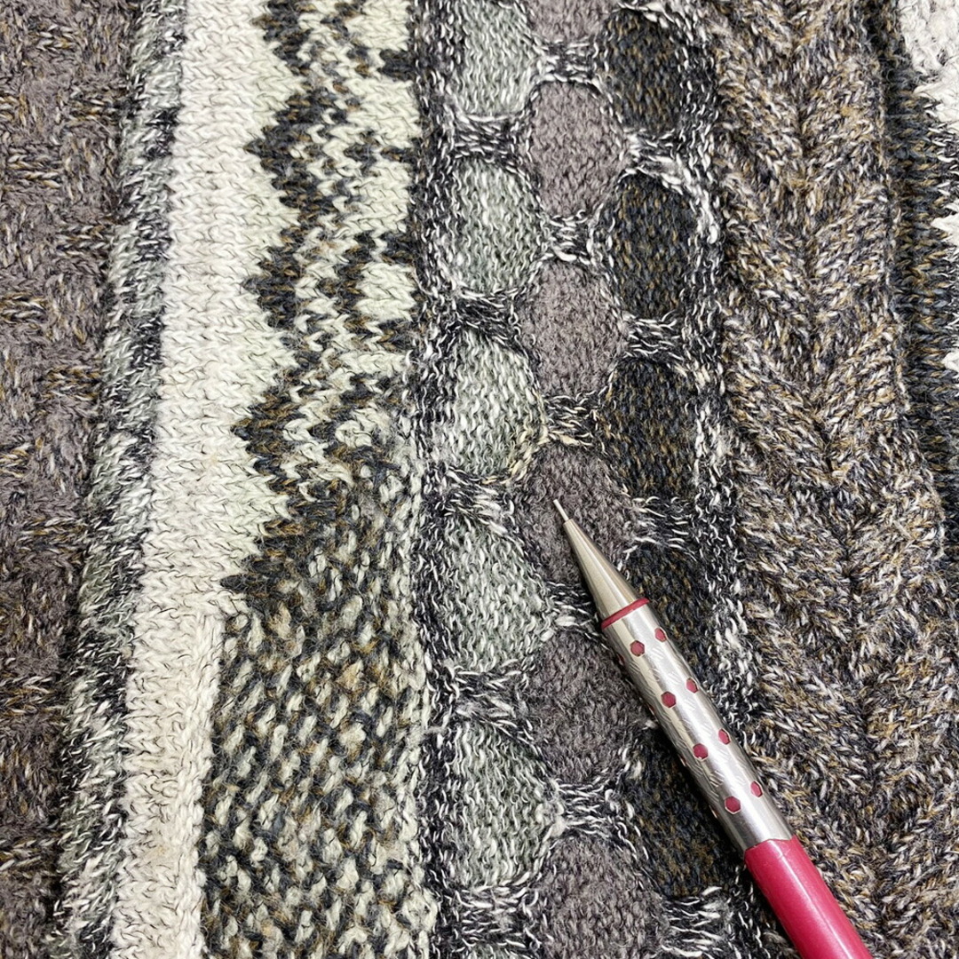 中古】COLLEGE by Marcazzani 総柄 3Dニット セーター ストライプ 長袖