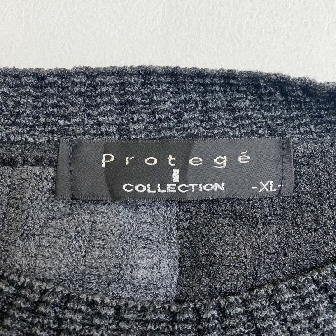 Protege COLLECTION 総柄 3Dニット セーター ストライプ 長袖 MADE IN U.S.A サイズ：XL ブラック×グレー