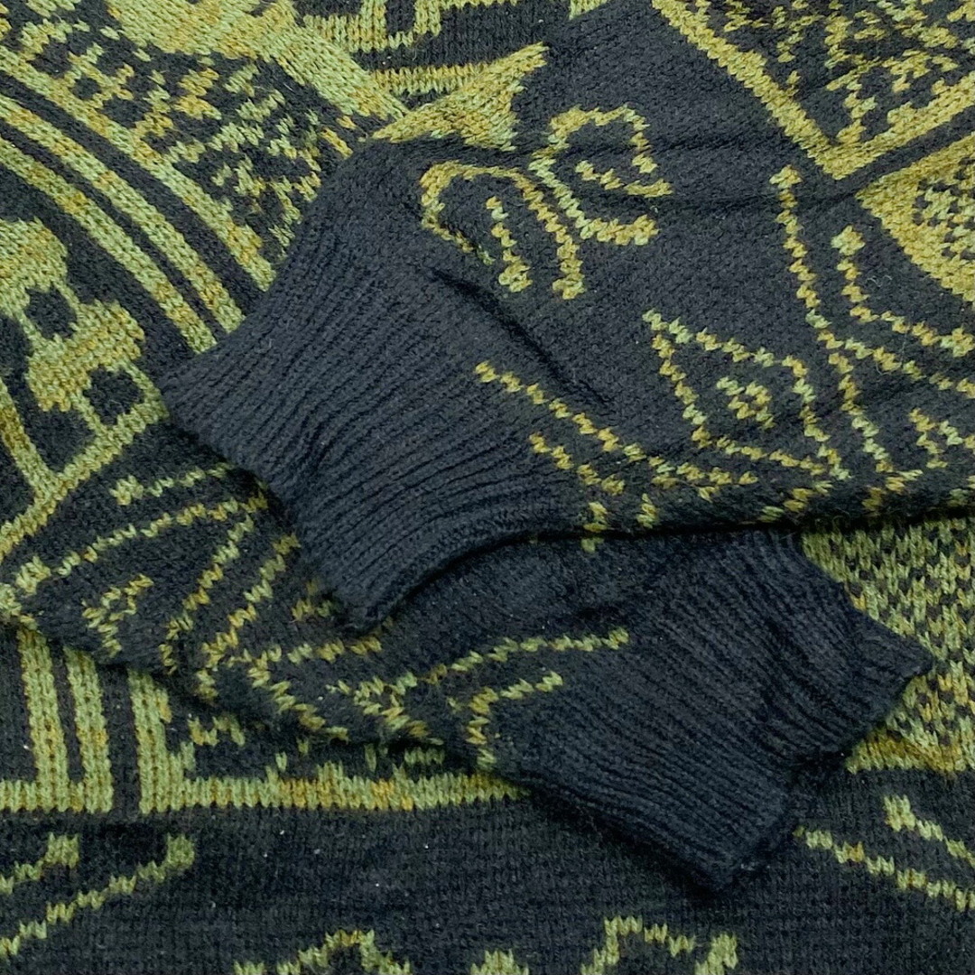 PERMIT アクリル ニット セーター 総柄 モックネック ミックスカラー 長袖 サイズ：M グリーン×ブラック