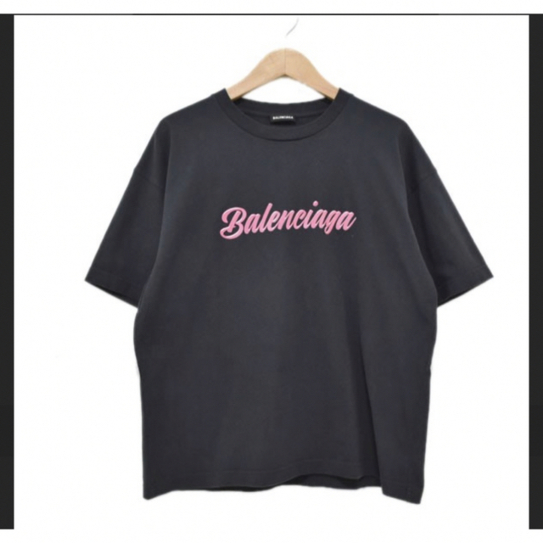正規品完売‼︎バレンシアガユニセックス ピンクロゴTシャツ