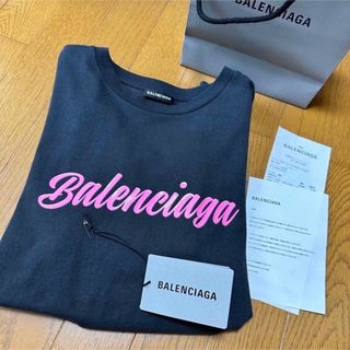 バレンシアガ(Balenciaga)の正規品完売‼︎バレンシアガユニセックス　ピンクロゴTシャツ(Tシャツ/カットソー(半袖/袖なし))