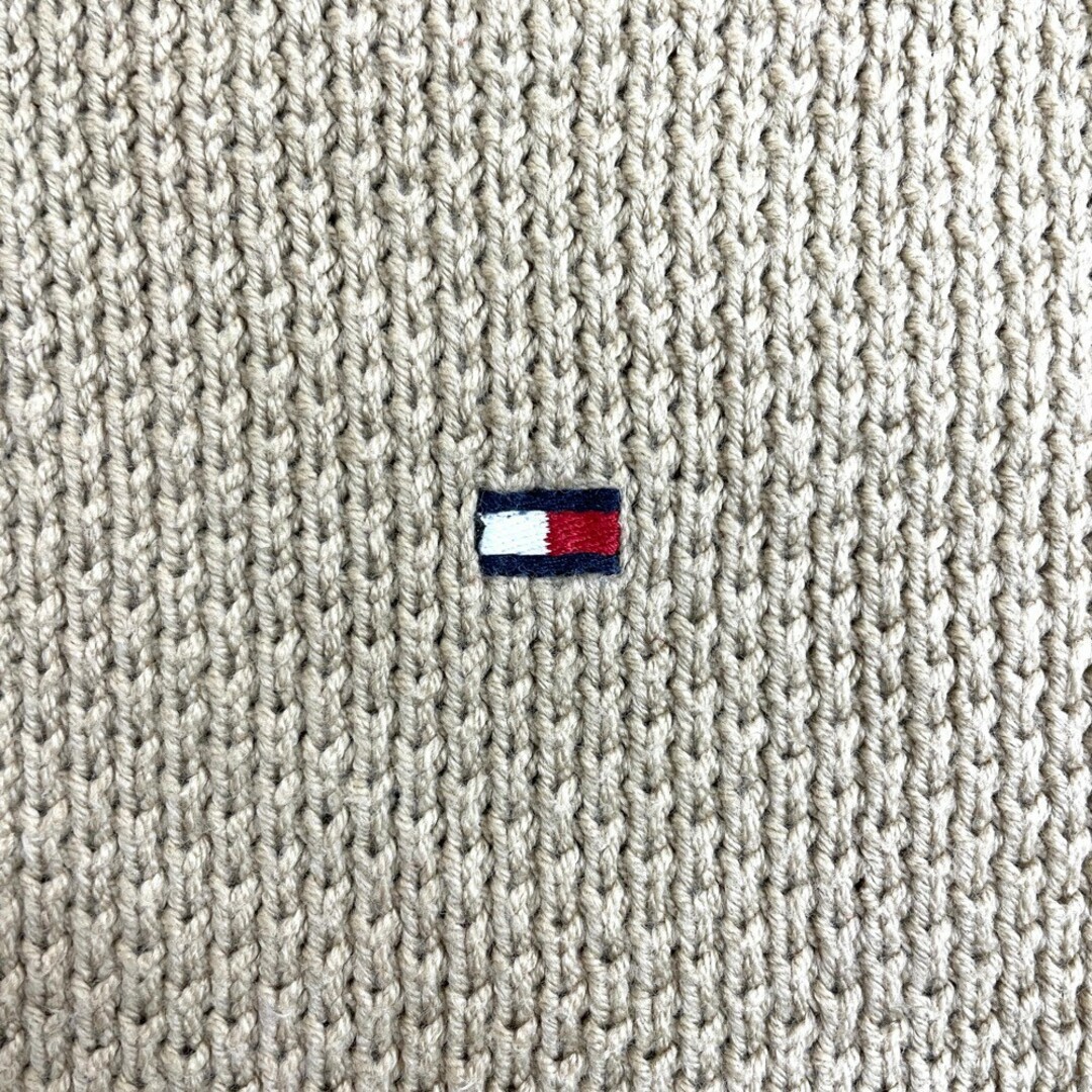 TOMMY HILFIGER 【中古】トミー ヒルフィガー TOMMY HILFIGER ハーフジップ セーター コットン×アクリル ニット  プルオーバー ワンポイント ロゴ 刺繍 長袖 サイズ：L ベージュの通販 by 古着屋mellowラクマ店｜トミーヒルフィガーならラクマ