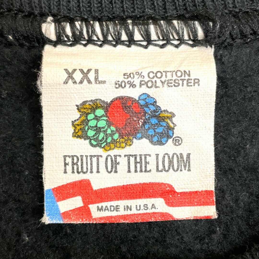 FRUIT OF THE LOOM(フルーツオブザルーム)の【中古】 フルーツオブザルーム FRUIT OF THE LOOM スウェット シャツ トレーナー 地球 プリント 長袖 サイズ：XXL ブラック MADE IN U.S.A メンズのトップス(スウェット)の商品写真