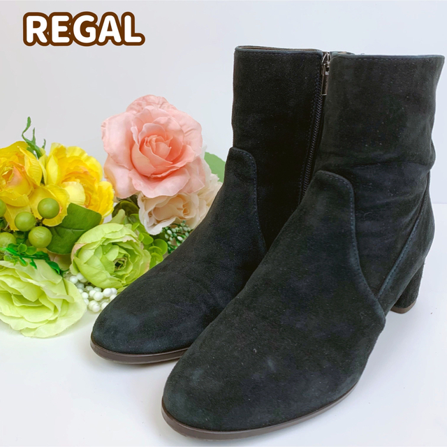 REGAL(リーガル)のREGAL リーガル ショートブーツ サイドジップ スエード ネイビー レディースの靴/シューズ(ブーツ)の商品写真