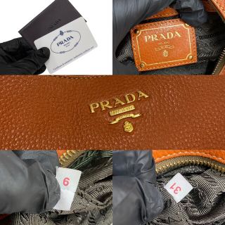 PRADA - 極 美品 保存袋 カード付 PRADA プラダ ロゴ 金具 レザー 本革