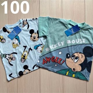 ディズニー(Disney)の【ディズニー】ブルー ミッキー ドナルド プルート Tシャツ 2点セット 100(Tシャツ/カットソー)