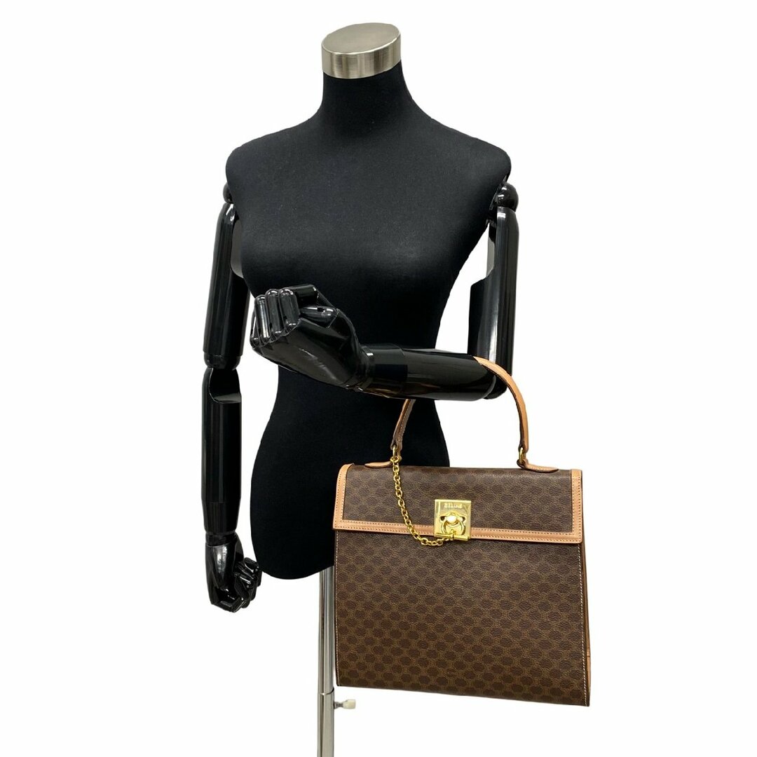 ほぼ未使用 CELINE セリーヌ ヴィンテージ マカダム トリオンフ ロゴ リング 金具 レザー 本革 ハンドバッグ ミニ トートバッグ 20663