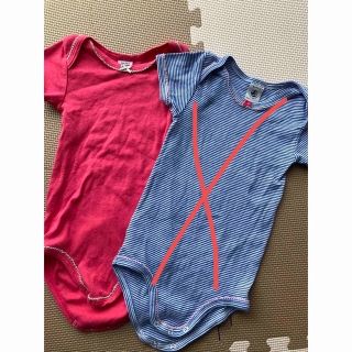 プチバトー(PETIT BATEAU)のプチバトー　半袖　ロンパース　一枚（ピンクのみ）(下着)