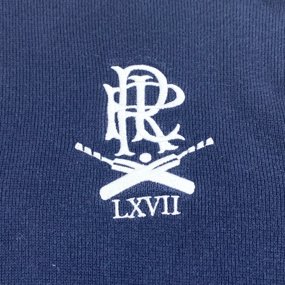 【中古】ポロ ラルフローレン Polo by Ralph Lauren ハーフジップ コットンニット セーター プルオーバー ハイネック LXVII  刺繍 ライン 長袖 サイズ：L ネイビー