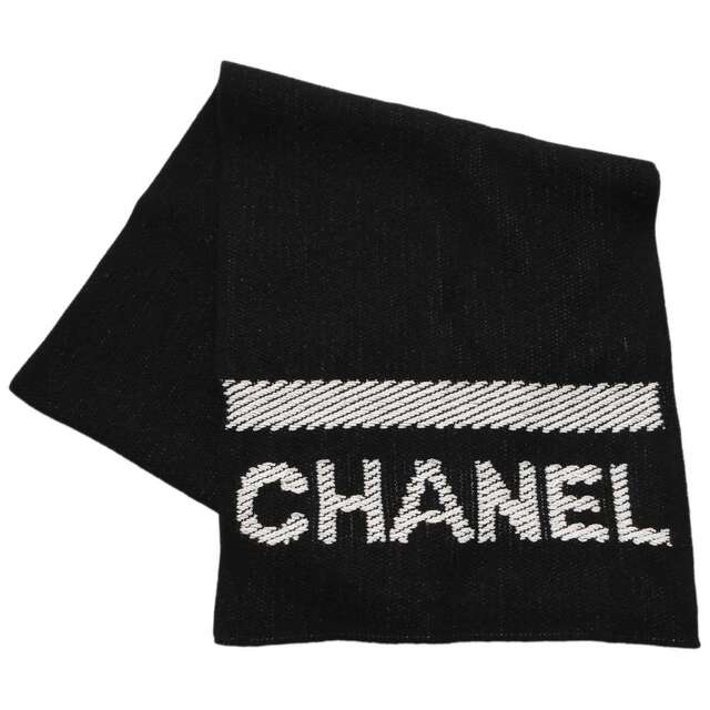 新作入荷!!】 CHANEL シャネル マフラー ロゴ カシミヤ CHANEL ストール アパレル 黒 白 マフラー+ショール 