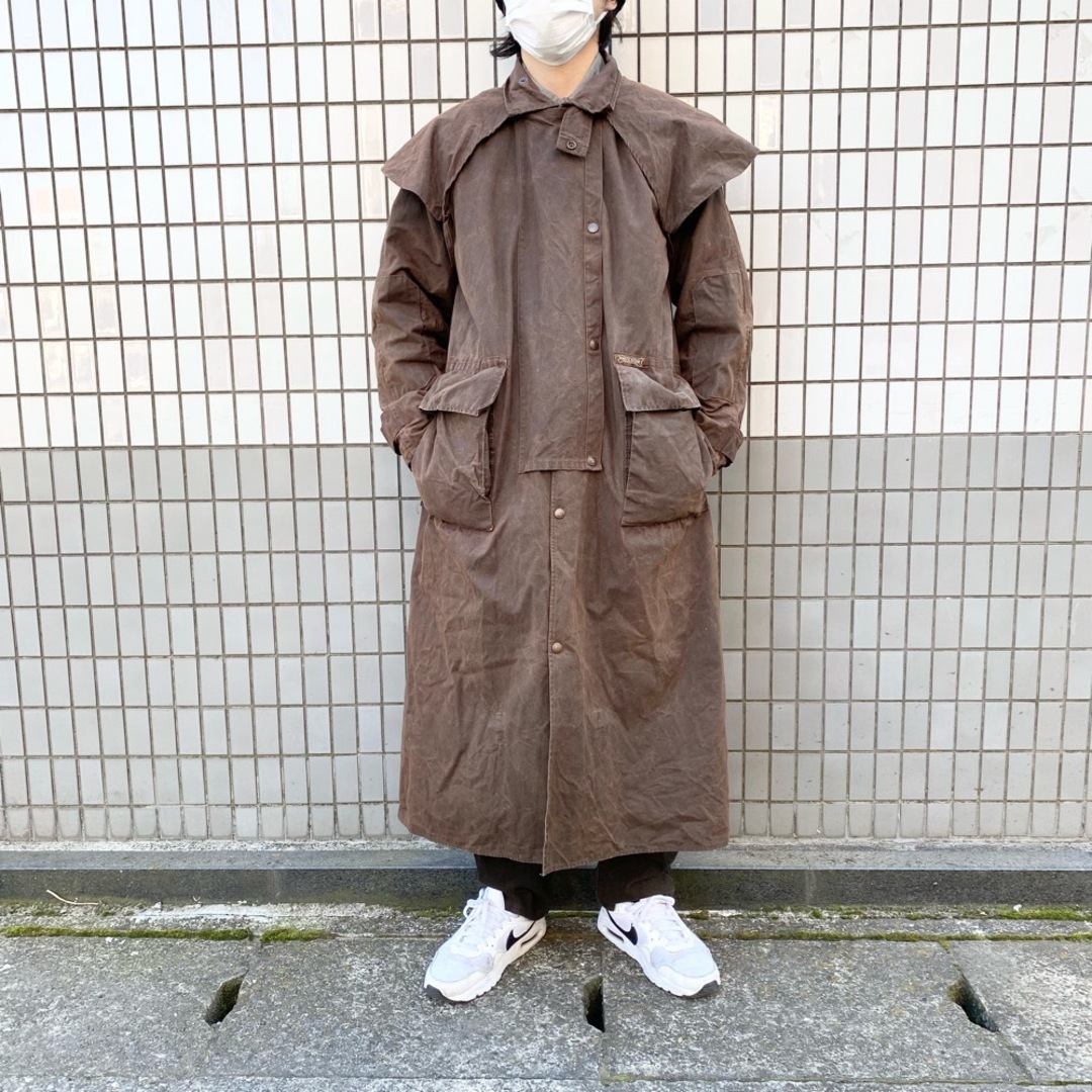 DRIZA-BONE オイルドコート オイルドジャケット ロング丈 RIDING COAT 裏地付き ラグランスリーブ 長袖 MADE IN AUSTRALIA サイズ：M ブラウン