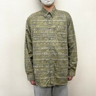 コロンビア(Columbia)の【中古】 コロンビア Columbia ボタンダウン シャツ 総柄 ロングスリーブ 長袖 サイズ：XL オリーブ×チャコールグレー×グレー×ライトグレー(シャツ)