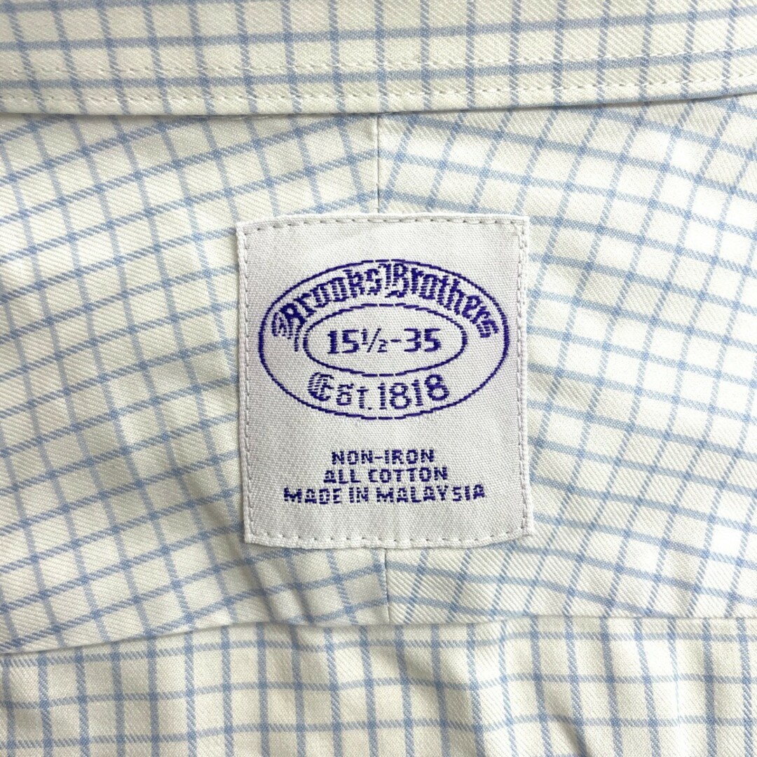 Brooks Brothers(ブルックスブラザース)の【中古】 ブルックス ブラザーズ BROOKS BROTHERS チェック シャツ ロングスリーブ 長袖 サイズ：15 1/2-35 ホワイト×ブルーグレー メンズのトップス(シャツ)の商品写真