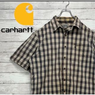 カーハート(carhartt)のXL カーハート 半袖シャツ チェックシャツ ワンポイント刺繍ゴ 古着 90s(シャツ)