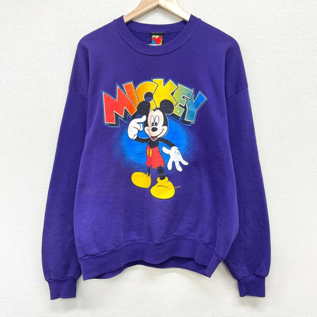 ディズニー MICKEY UNLIMITED スウェット シャツ トレーナー ミッキーマウス プリント 長袖 サイズ：XL パープル MADE IN U.S.A 2