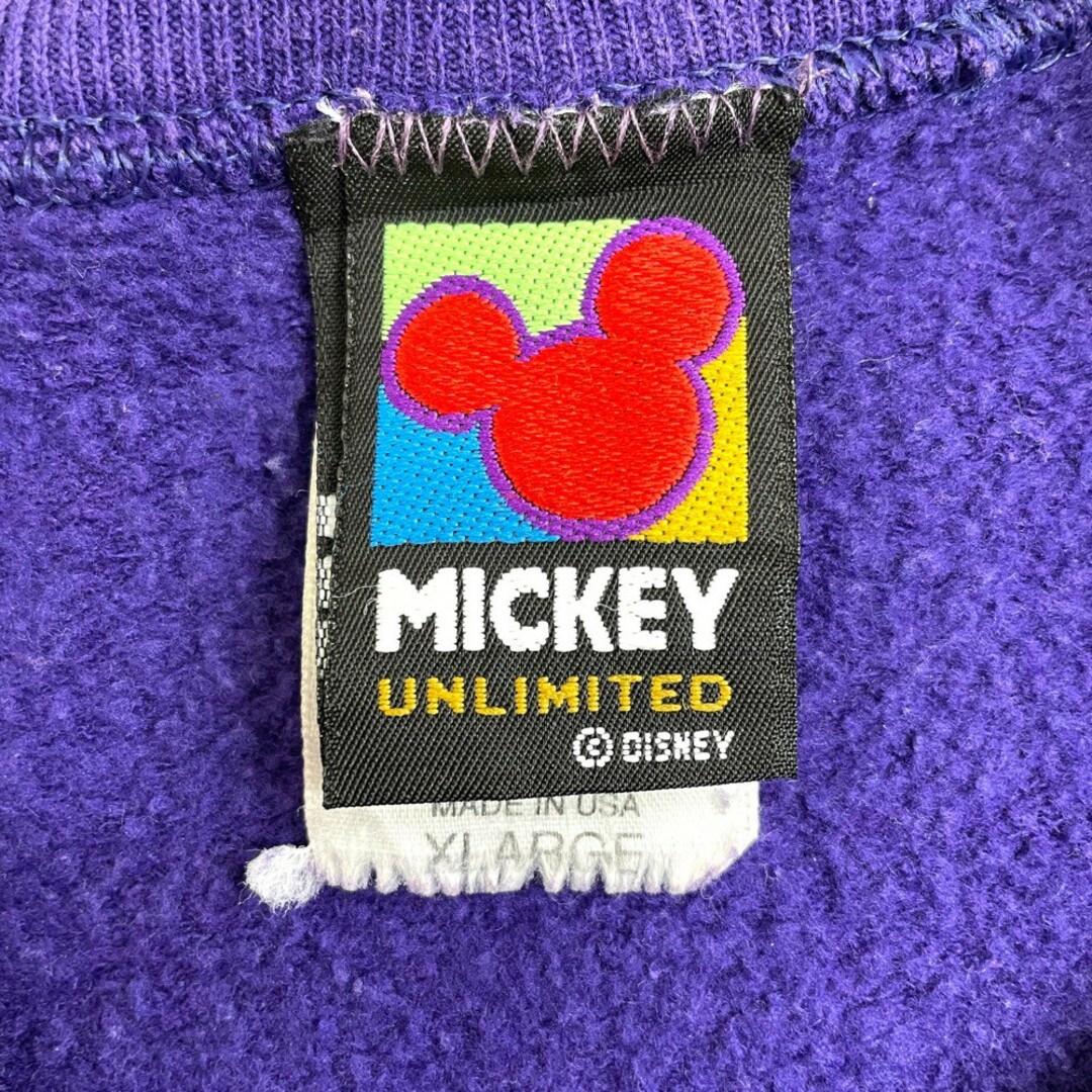 ディズニー MICKEY UNLIMITED スウェット シャツ トレーナー ミッキーマウス プリント 長袖 サイズ：XL パープル MADE IN U.S.A 4
