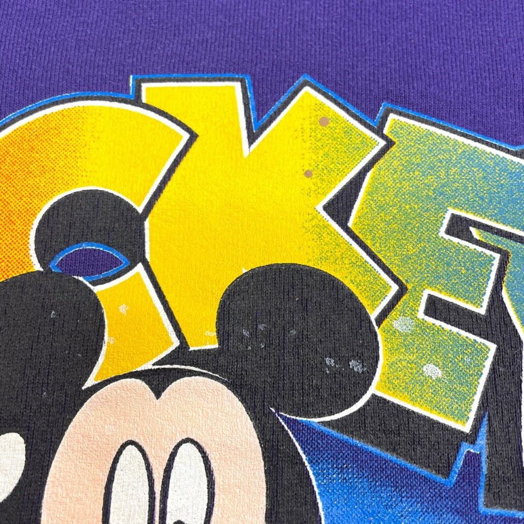 【中古】 ディズニー MICKEY UNLIMITED スウェット シャツ トレーナー ミッキーマウス プリント 長袖 サイズ：XL パープル  MADE IN U.S.A