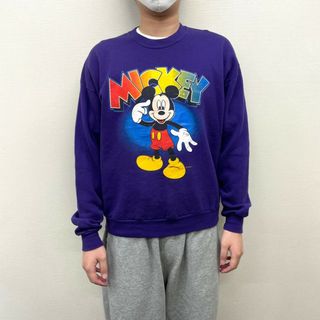 ディズニー(Disney)の【中古】 ディズニー MICKEY UNLIMITED スウェット シャツ トレーナー ミッキーマウス プリント 長袖 サイズ：XL パープル MADE IN U.S.A(スウェット)