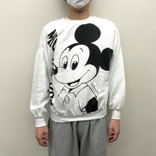 ディズニー(Disney)の【中古】 ディズニー WALT DISNEY COMPANY スウェット シャツ トレーナー ミッキーマウス 両面プリント 長袖 サイズ：MEN'S L位 ホワイト(スウェット)