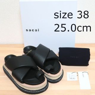 サカイ(sacai)の38 新品 Sacai レザー サンダル Multiple sole 厚底 黒(サンダル)