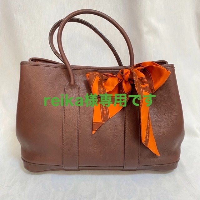 HERMES エルメス ガーデンパーティ レザー トートバッグ ブラウン-