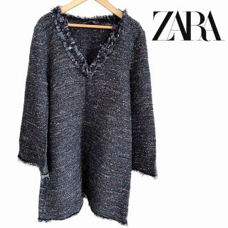 ザラ(ZARA)のZARA ツイードフリンジワンピース(ひざ丈ワンピース)