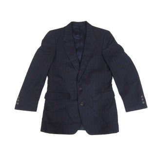 【中古】 HANOVER ストライプ柄 二つボタン テーラードジャケット 紺×オレンジ×青 【サイズ：Men's XS位】(その他)