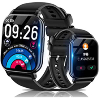 スマートウォッチ 黒 通話機能付き iPhone Android対応 腕時計の通販