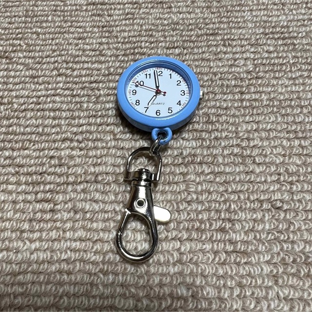 ナース ウォッチ アナログ 時計懐中小さい 軽量 カラビナ ブルー 青 レディースのファッション小物(腕時計)の商品写真