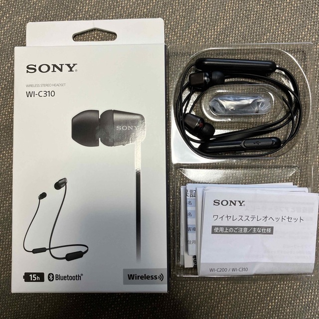 SONY(ソニー)のSONY ワイヤレス イヤホン WI-C310(B) Bluetooth スマホ/家電/カメラのオーディオ機器(ヘッドフォン/イヤフォン)の商品写真