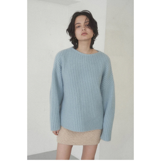 デミルクスビームス(Demi-Luxe BEAMS)のcloudy mohair knit (light blue)(ニット/セーター)