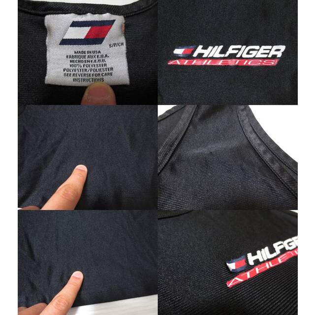 【中古】HILFIGER ATHLETICS/トミー ヒルフィガー プリント入り ジャージタンクトップ ブラック Made in U.S.A【サイズ：S】【スポーツ】 メンズのトップス(タンクトップ)の商品写真