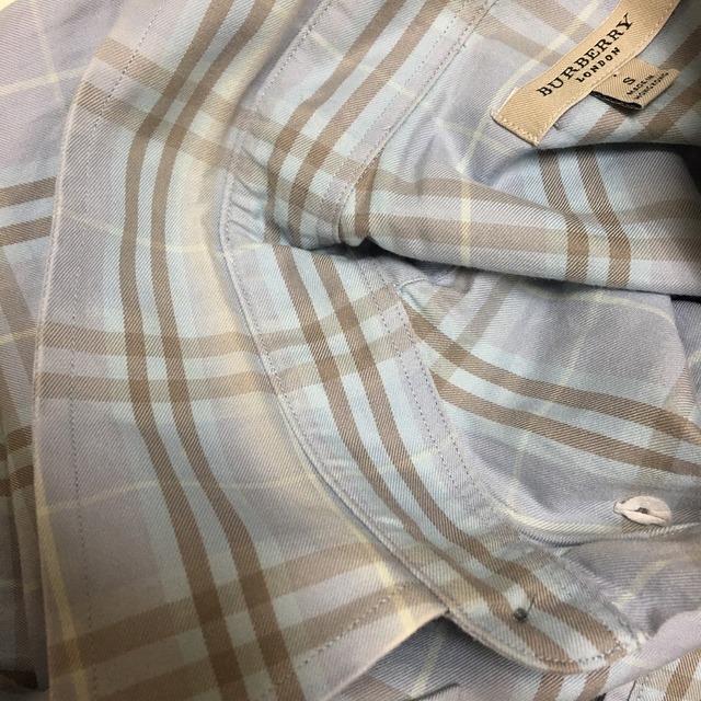 BURBERRY(バーバリー)のバーバリー/BURBERRY LONDON ボタンダウン シャツ チェック 半袖 サイズ：S  ライトブルー×ブラウン  【中古】 メンズのトップス(シャツ)の商品写真