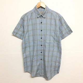 バーバリー(BURBERRY)のバーバリー/BURBERRY LONDON ボタンダウン シャツ チェック 半袖 サイズ：S  ライトブルー×ブラウン  【中古】(シャツ)