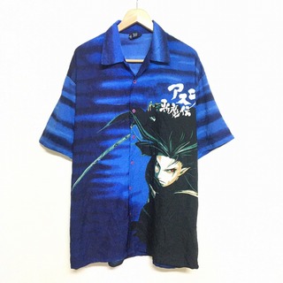アスラ斬魔伝 SAMURAI SPIRITS 2 アロハシャツ 半袖 サイズ：XL　ブルー系 【中古】(シャツ)