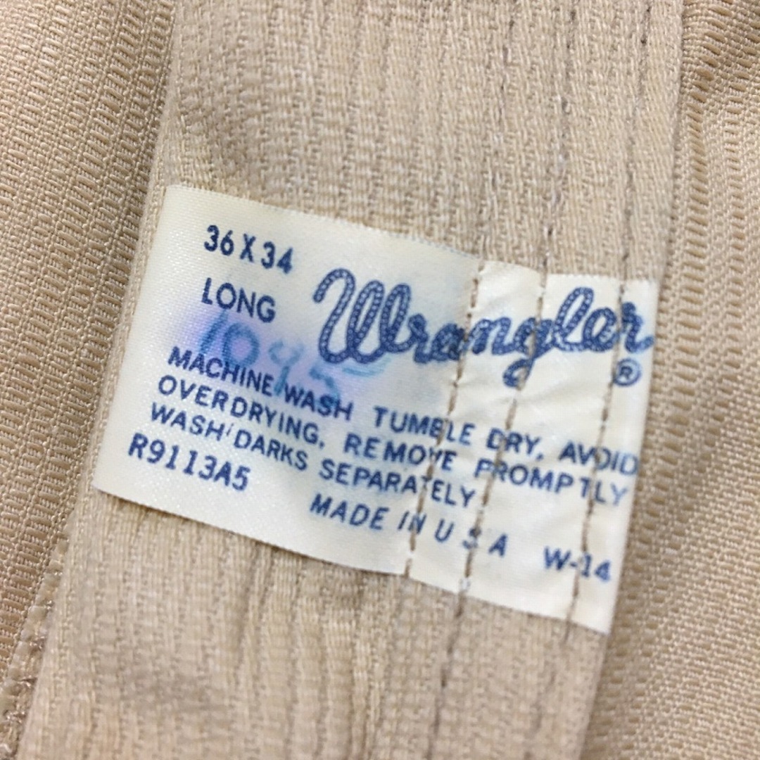 ラングラー/Wrangler ピケ素材 フレア パンツ　実寸：W34.5 L33.5 ベージュ　Made in U.S.A デッドストック Deadstock