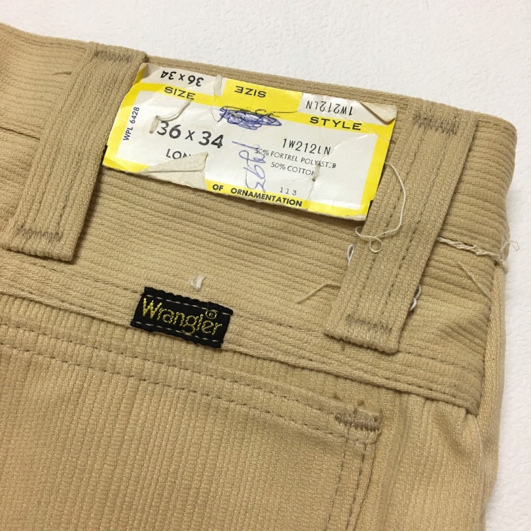 ラングラー/Wrangler ピケ素材 フレア パンツ　実寸：W34.5 L33.5 ベージュ　Made in U.S.A デッドストック Deadstock